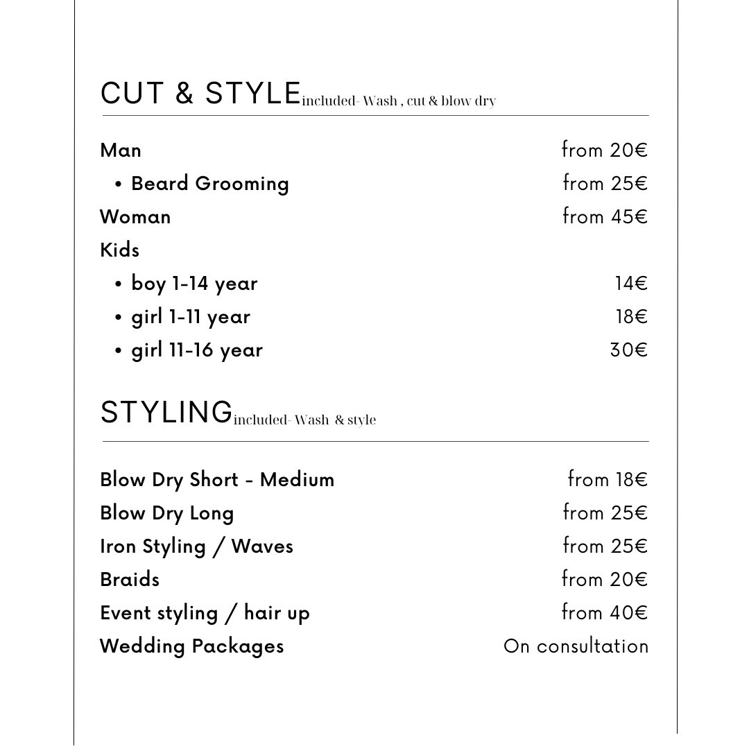 price list